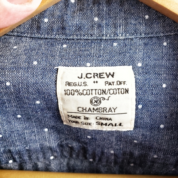 J. Crew | Polkadot Blue Chambray Button Up Small - Picture 5 of 6